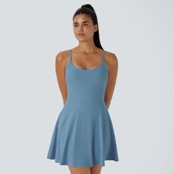 HALARA Dresses & Skirts - Halara Strappy Light Blue Grey Mini Active Dress